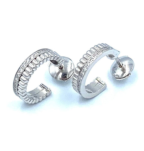 Boucles d'oreilles Boucheron. Collection Quatre Radiant Édition, créoles or blanc et diamants 58 Facettes