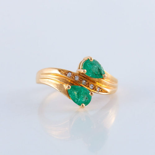 Bague 49 Bague Toi & Moi Emeraudes 58 Facettes Ref JE120