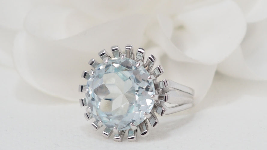 Bague 58 Bague vintage Aigue-marine 58 Facettes 32325