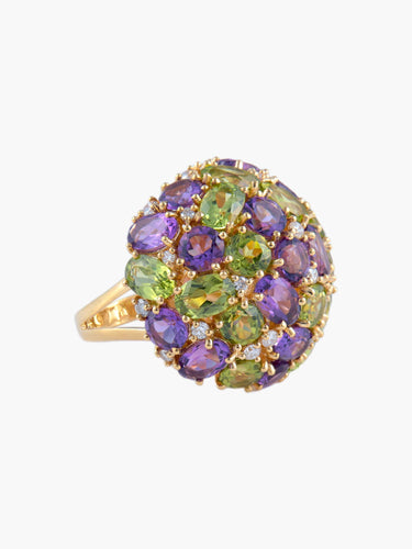Bague 53 Bague Dôme Améthyste Péridots Diamants 58 Facettes