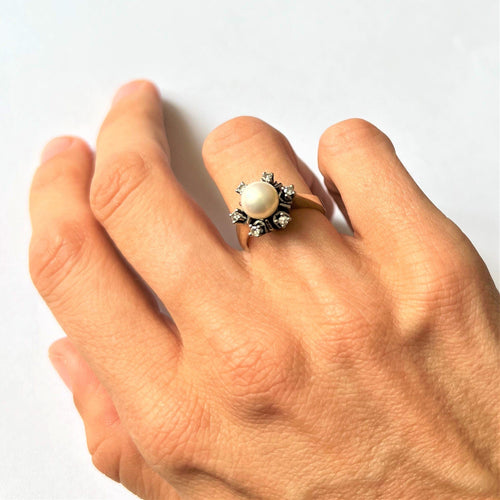 Bague 52 Bague Perle Diamants Or blanc 58 Facettes 20400000681