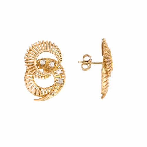 Boucles d'oreilles Boucles d'Oreilles Retro Tourbillon Diamants Or Jaune 58 Facettes BO243
