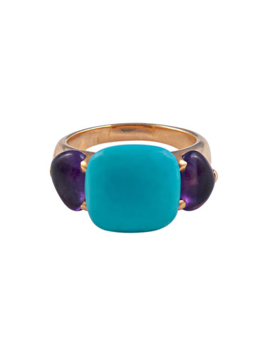Bague Bague Pomellato Capri Turquoise Améthystes 58 Facettes