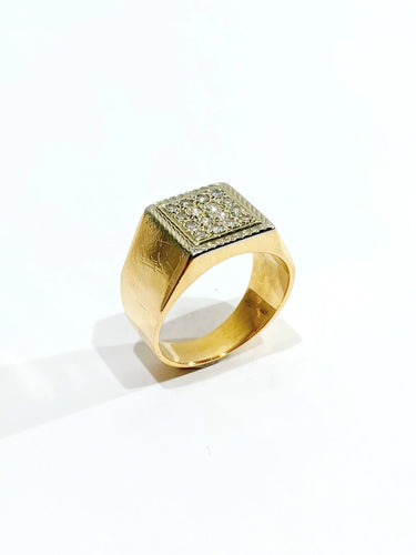 Bague 53 Bague Chevalière Or Rose Pavage De Diamants 58 Facettes 934506