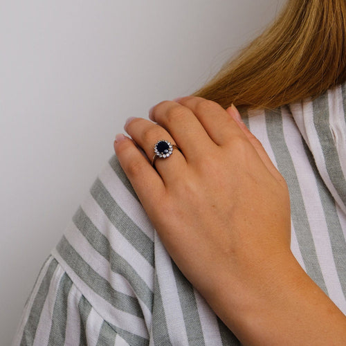 Bague Bague Marguerite Diamants Saphir 58 Facettes