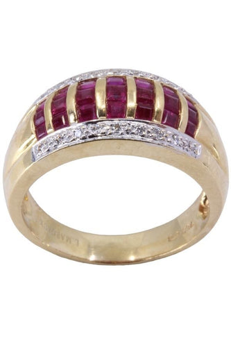 Bague Bague rubis calibrés et diamants 58 Facettes 074811