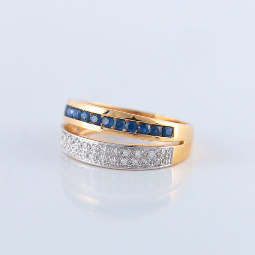 Bague 56 Bague Lignes Diamants Saphirs 58 Facettes JE124