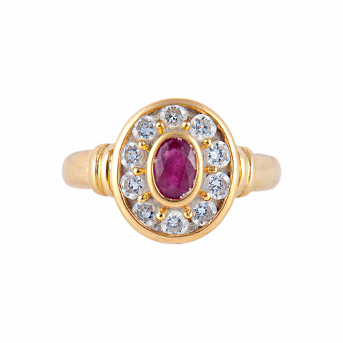 Bague 54 Bague Style Marguerite Rubis Diamants 58 Facettes
