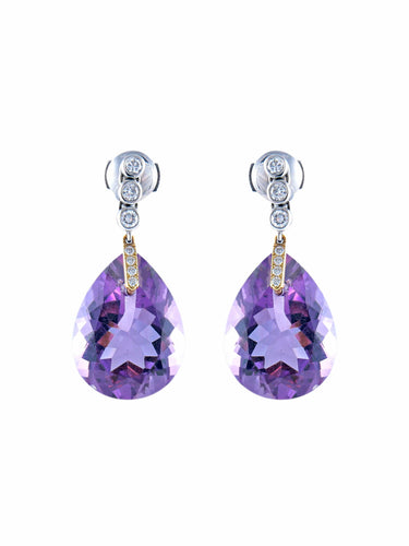 Boucles d'oreilles Boucles d'oreilles améthyste poire 58 Facettes