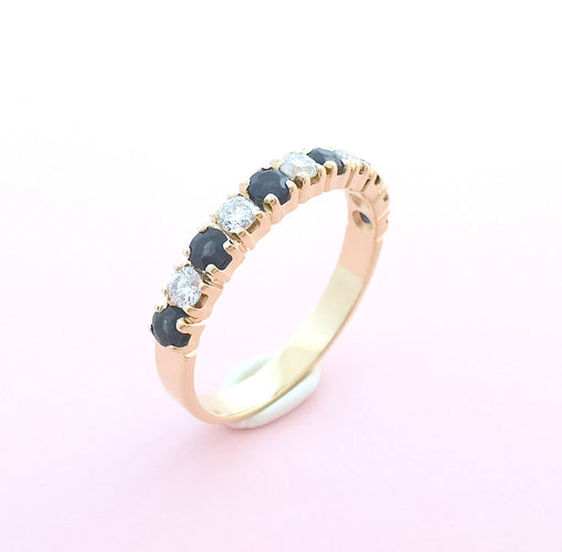 Bague Bague Demi Alliance Saphirs Diamants 58 Facettes AA 1605