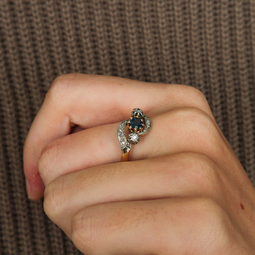 Bague Bague saphir diamant or platine 58 Facettes