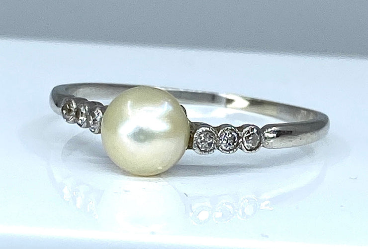 Bague 59 Bague Diamants Perle fine 58 Facettes AB162