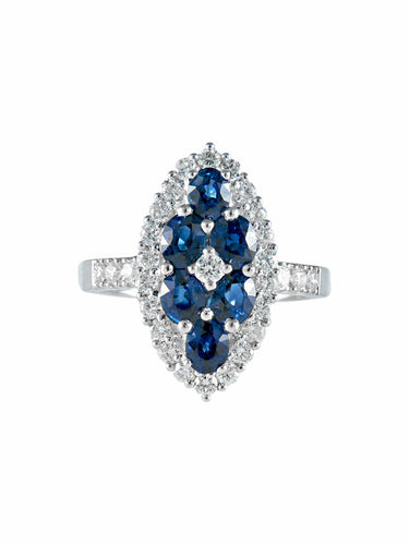 Bague 52 Bague Marquise Saphirs Diamants 58 Facettes