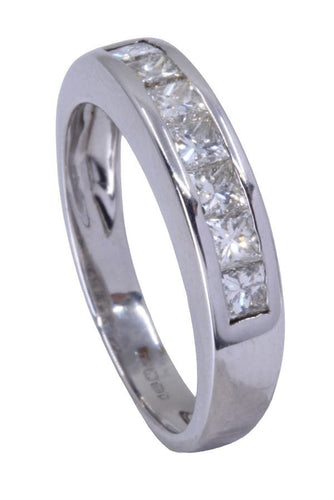 Bague 53 DEMI-ALLIANCE DIAMANTS PRINCESSE 58 Facettes 074031