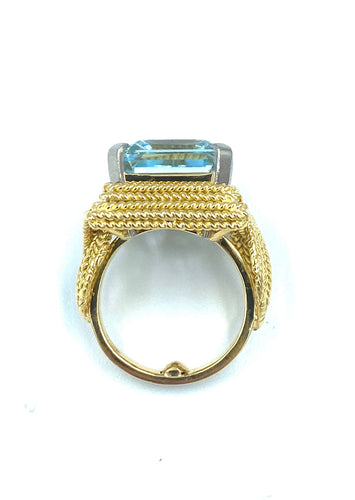 Bague 53 Bague 1950, or jaune 18K et aigue-marine 58 Facettes