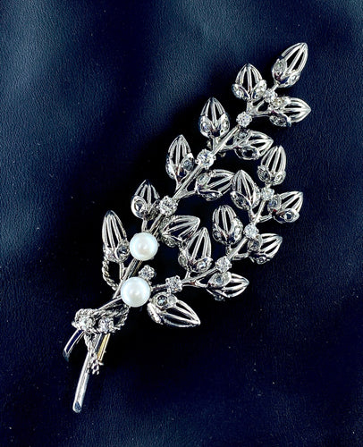 Broche Broche Platine Or Perles Diamants. 58 Facettes AB213