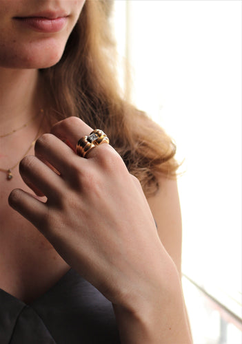 Bague Bague Rétro 1940 or jaune et diamant 58 Facettes 462