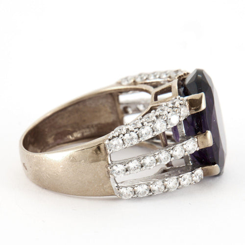 Bague 59 Bague Cocktail améthyste et pierres blanches 58 Facettes 1