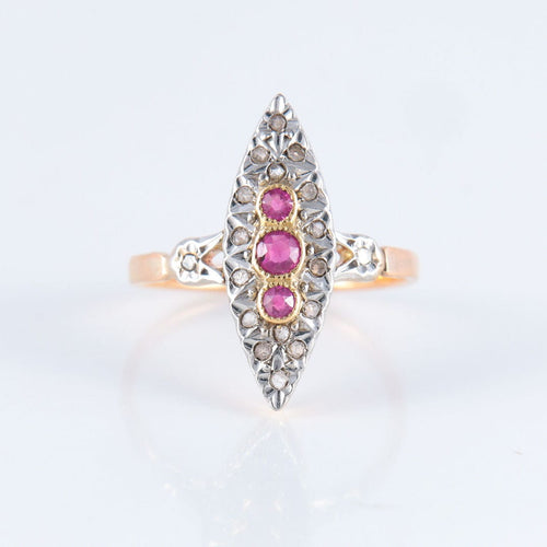 Bague 58 Bague Marquise deux ors 58 Facettes JE203