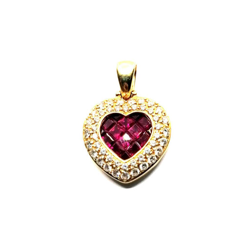 Pendentif PENDENTIF COEUR RUBIS DIAMANTS 58 Facettes 3334