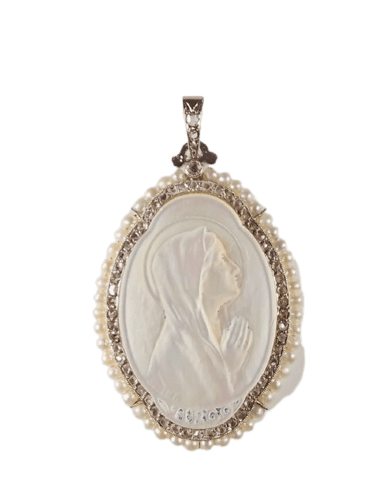 Pendentif Pendentif nacre, diamants, perles 58 Facettes 38