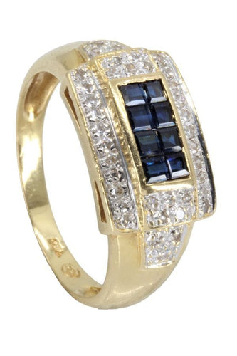 Bague BAGUE MODERNE SAPHIRS ET DIAMANTS 58 Facettes 054861