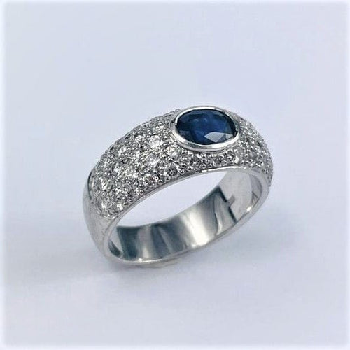 Bague Bague Or Blanc avec Saphir Ovale et Diamant 58 Facettes 20400000560