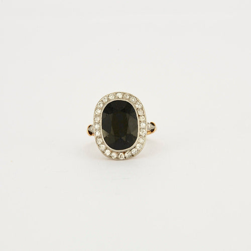 Bague 50.5 Bague Saphir ovale entourage Diamants 58 Facettes 1934