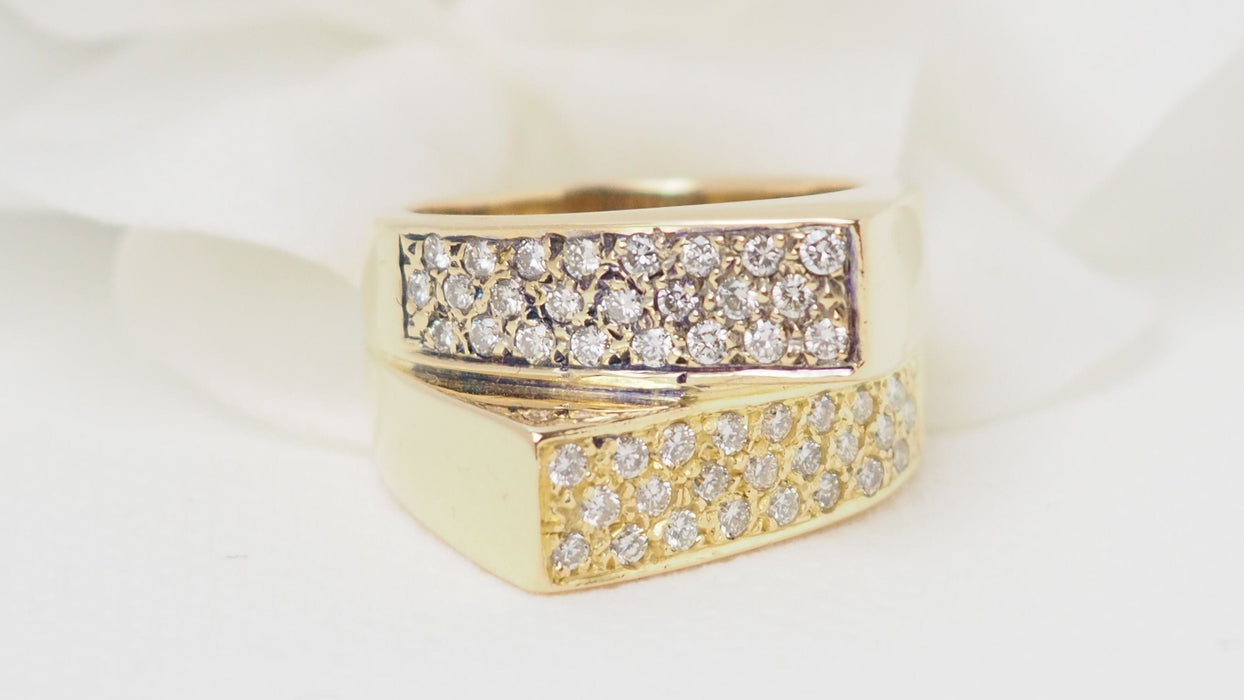 Bague 55 Bague pavage Or jaune Diamants 58 Facettes 32342