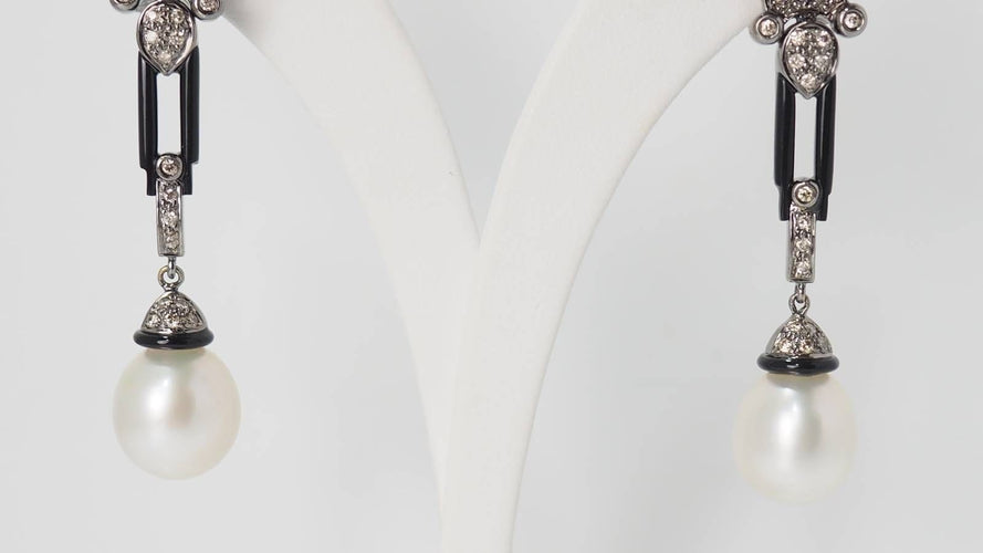 Boucles d'oreilles Boucles d'oreilles diamants cognacs et perles 58 Facettes 32154