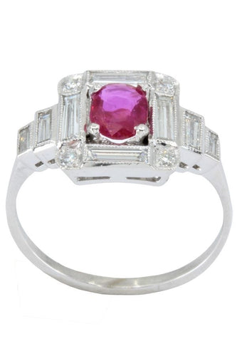 Bague BAGUE ART DÉCO RUBIS BIRMAN ET DIAMANTS 58 Facettes 045801