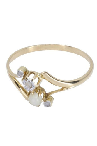 Bague 55 BAGUE NAPOLÉON III PERLE ET DIAMANTS 58 Facettes 061701