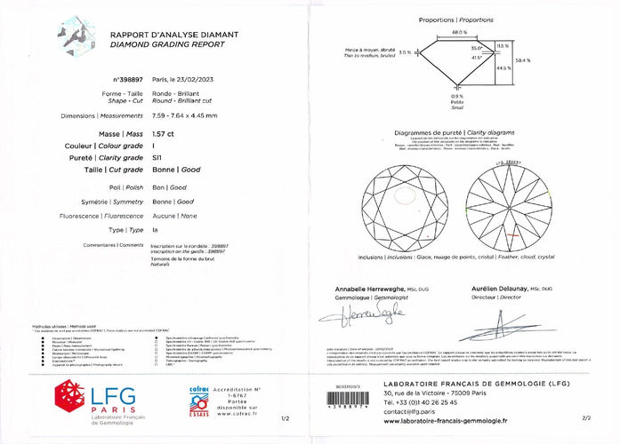 Bague Solitaire en or blanc, diamant 58 Facettes 230018R