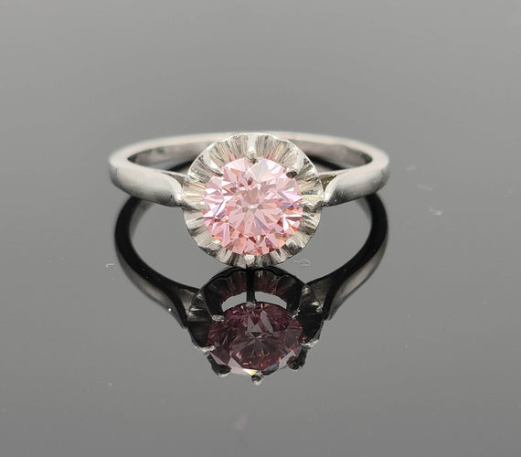 Bague Bague solitaire Platine et Diamant de synthèse rose 58 Facettes