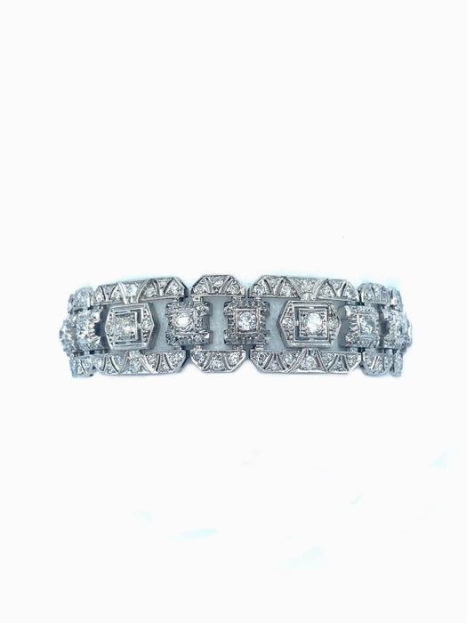 Bracelet Bracelet Art-Deco, or, platine et diamants 58 Facettes