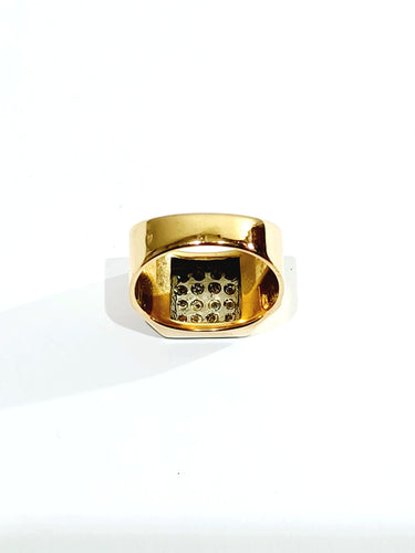 Bague 53 Bague Chevalière Or Rose Pavage De Diamants 58 Facettes 934506