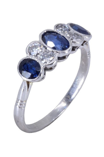 Bague 50 BAGUE ART DÉCO SAPHIRS ET DAMANTS 58 Facettes 071761