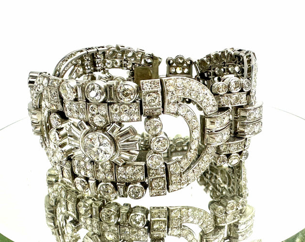 Bracelet Bracelet Art-Déco Or blanc Diamants,. 58 Facettes