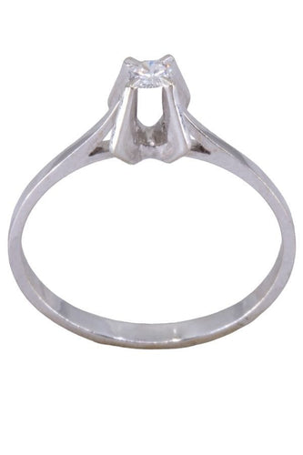 Bague 54 SOLITAIRE OR BLANC DIAMANT 58 Facettes 078461