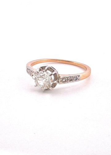 Bague 56 Bague Solitaire ancien Diamants 58 Facettes