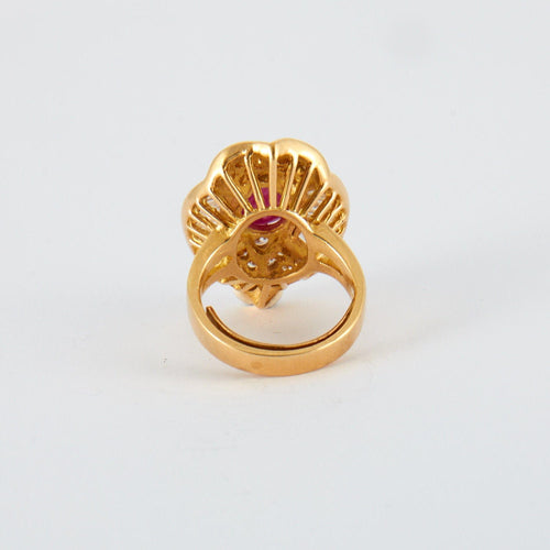 Bague 45 Bague Rubis cabochon Diamants 58 Facettes ALGU21