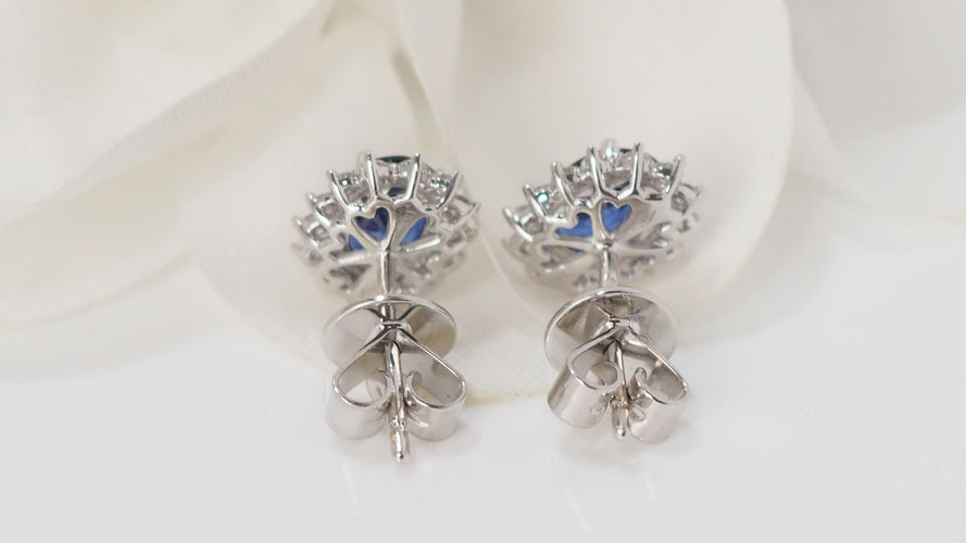Boucles d'oreilles Boucles d'oreilles Saphirs Ceylan et Diamants 58 Facettes 32243