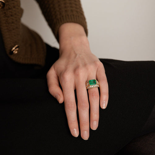 Bague Bague Emeraude de Colombie Diamants 58 Facettes