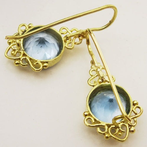Boucles d'oreilles Boucles d'Oreilles Or, Topaze Bleue 58 Facettes