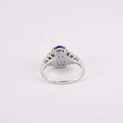 Bague 54 Bague Tanzanite, en or gris, diamants 58 Facettes