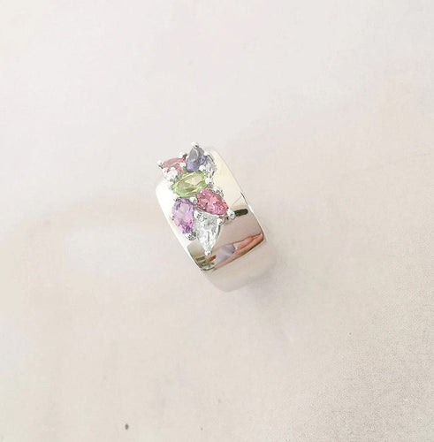 Bague Bague Jonc en Or blanc, Pierres fines & Diamants 58 Facettes AA 1437