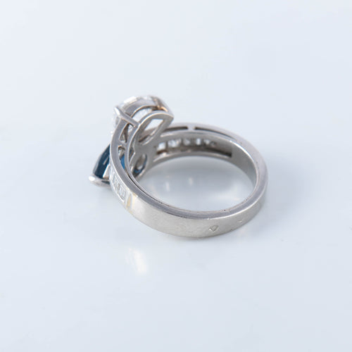 Bague 55 Bague  platine toi & moi saphir diamant 58 Facettes