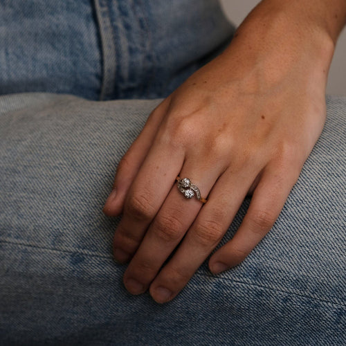 Bague Bague Toi & Moi Or Jaune Platine Diamants 58 Facettes LOT 1588