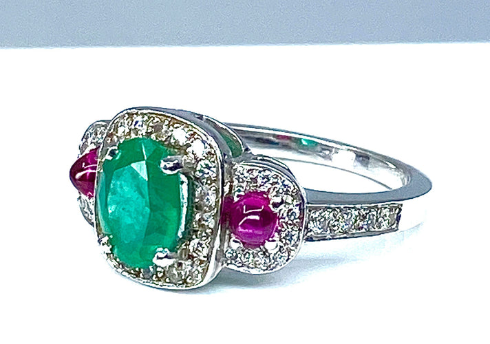 Bague 52 Bague émeraude rubis diamants 58 Facettes AB249