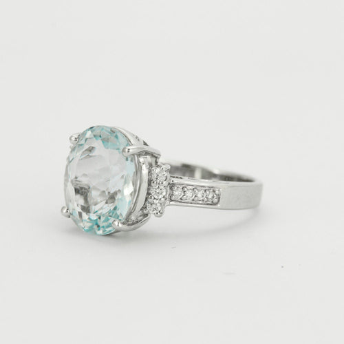 Bague 53 Bague Aigue-marine Diamants 58 Facettes